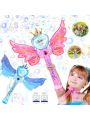 VATOS 2 Pack Light Up Princess Bubble Wands - Fairy Magic Wand for Kids Led Light & Music Princess Toy Automatic Bubble Machine Maker, Party Birthday Halloween Toy Gifts for 3 4 5 6 7 8 Year Old Girl