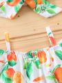 Baby Girl Summer Fruit Print Off Shoulder Romper
