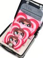 SHEIN X Tay Mills 3pcs Travel Storage Bag With Cartoon Pattern, Cute Little Girl Design Decoration