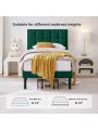 Flolinda Twin Bed Frame with Velvet Upholstered Headboard Modern Twin Platform Bed Frame for Girls and Boys No Box Spring Needed, Easy Assembly, Green