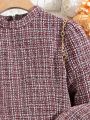 Teen Girl Plaid Pattern Tweed Dress