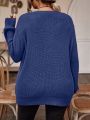 Plus Size Solid Color Drop Shoulder Sweater