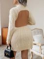SHEIN Privé Plus Cable Knit Sweater Dress