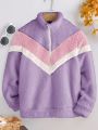 Big Girls' Color Block Fleece Half-zip Pullover Sweatshirt