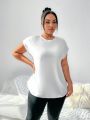 Daily&Casual Plus Size Mesh Back Batwing Sleeve Sports T-Shirt