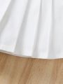 SHEIN Kids SUNSHNE White Pleated Skirt For Young Girls