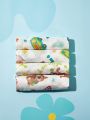 SCOOBY-DOO X SHEIN 4pcs Baby Cartoon Pattern Burp Cloth, Drool Bib, And Gauze Set