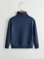 Little Boys' Turtleneck Solid Color Sweater With Long Sleeves