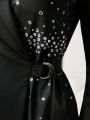 SHEIN Modely Women'S Bling Bling Diamond Wrapped Lapel Suit Jacket