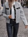 SHEIN Clasi Contrast Trim Button Front Winter Coat