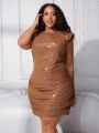 SHEIN CURVE+ Plus Size Women's Sequin Pleated Dress