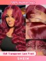 99j Burgundy Body Wave Human Hair Wigs 13*6 Transparent Lace Front Wig With Baby Hair Pre Plucked For Women
