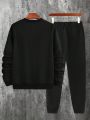 Manfinity Men's Letter Printed Sweatshirt And Sweatpants 2pcs/set