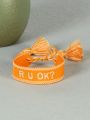 1pc Women's Fashionable Simple Letter Decor Wristband From Europe And America