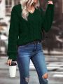 SHEIN Essnce Cable Knit Drop Shoulder Sweater