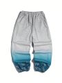 SHEIN Boys' Casual Loose-fit Knitted Joggers With Letter Ombre Print For Big Kids