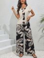 Women'S Two-Piece Set With Batwing Sleeves And Botanical Print