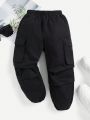 SHEIN Toddler Boys' Loose Fit Jogger Pants With Cargo Pockets