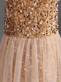 Young Girl Sparkly Mesh Patchwork Spaghetti Strap Formal Dress Perfect For Performance, Wedding, Evening Party, Birthday Party