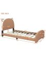 PU Twin Size Upholstered Platform Bed with Bear-shaped Headboard and Footboard