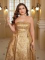 SHEIN Belle Plus Size Strapless Puffy Evening Dress For Women (Heavy Duty)
