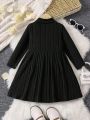 Young Girl Mock Neck Ribbed Knit Dress