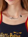 HARRY POTTER X SHEIN 3d Broomstick Shaped Silver Pendant Necklace