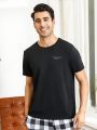Men'S Short Sleeve Homewear Top With Letter Print