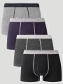 Men's Color-Blocking Drawstring Waist Patchwork Boxer Briefs (4pcs/Set)