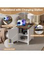 Farmhouse End Table with Charging Station, 17.7