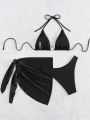 SHEIN Swim Chicsea Women's Halter Neck Strap Swimsuit Set
