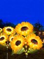 2pcs Solar sunflower flowers, outdoor solar garden post lights, upgraded LED solar lights, 3 sunflowers, waterproof solar decorative lights for gardens, yards, backyards, lawns, decorative lights