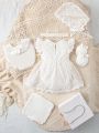 SHEIN Baby Girl 8pcs Ruffle Trim Contrast Lace Gift Set