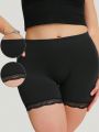Plus Size Solid Color Lace Trimmed Body Shaper Shorts