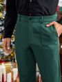 SHEIN Men Slant Pocket Solid Suit Pants