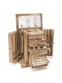 Jewelry Box for Women, Rustic Wooden Jewelry Boxes & Organizers with Mirror, 4 Layer Jewelry Organizer Box Display for Rings Earrings Necklaces Bracelets