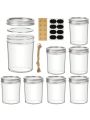 16oz - 8pcs Mason Jars with Lids and Seal Bands Glass Canning DIY Jars for Pickling, Jam, Jelly, Honey, Salad, Desert, Shower Wedding Favors