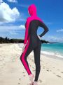 Ladies' Color Block One-Piece Swimsuit With Hood