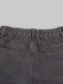 Tween Boys' Cool & Street-Style Black Washed Denim Pants With Loose Fit & Multiple Pockets Design