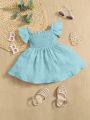 SHEIN Baby Girl's Casual Comfortable Shirred Bust Dress