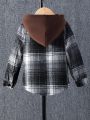 SHEIN Kids EVRYDAY Toddler Boys' Casual Plaid Hooded Jacket