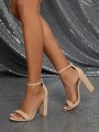 Curve Toe Skinny Strap Over Going Out Heels