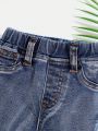 SHEIN Baby Boy Trendy Summer Washed Causal Cute Denim Shorts,For Daliy Wear In Spring And Summer