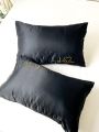 1pair Heart Embroidered Satin Pillowcase Without Filler