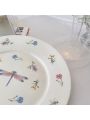 French Style Vintage Ceramic Breakfast Plate With Dragonfly Illustration For Western Desserts, Fruits & Salads
