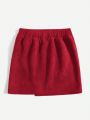 SHEIN Kids FANZEY Young Girl's Casual Comfortable Solid Color Skirt