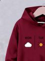Little Girls' Weather Letter Printed Hoodie