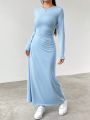 SHEIN EZwear Baby Blue  Long Sleeve Dress