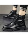 Men's Motorcycle Boots 2023 New Autumn High Top Shoes Thick Bottom Anti-slip Retro Trendy All-match Safety Work Boots