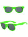 1pair Fashionable Green Sunglasses Unisex